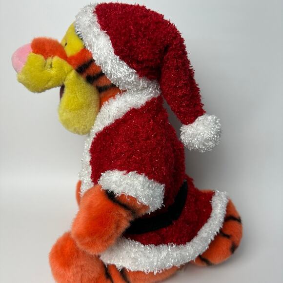 VTG Disney Store Winnie the Pooh Tigger Dressed in Santa Suit Plush Stuffed Toy - Picture 4 of 5